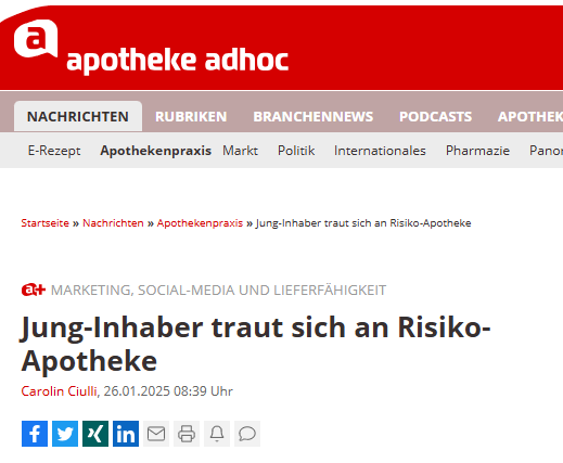 Apotheke Adhoc: Jung-Inhaber traut sich an Risiko-Apotheke