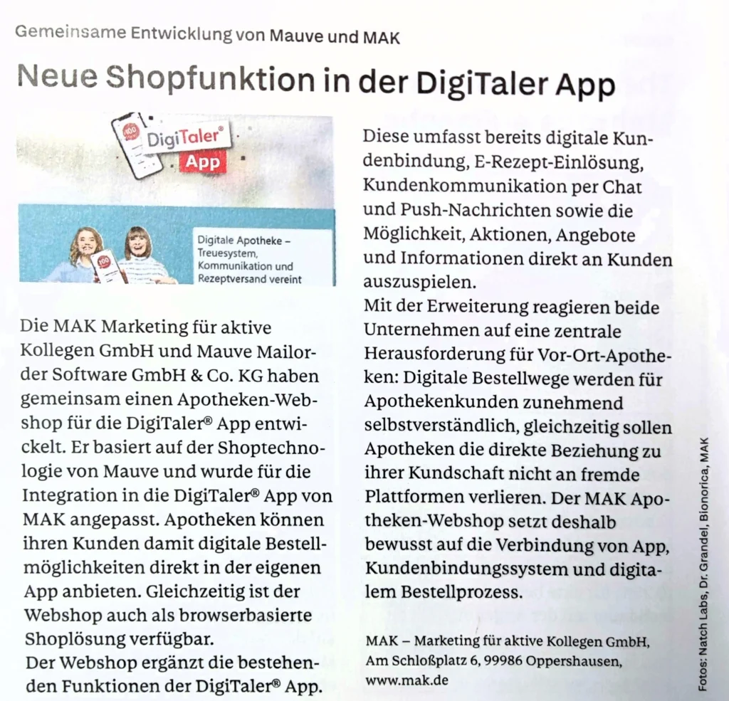 MAK bei der DAZ: Gemeinsame Entwicklung von Mauve und MAK